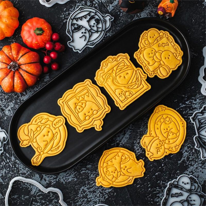 Plastic Baking Cookie Molds With Specter Design Halloween Party Pastry Making Kitchen Utensils For Family Activity