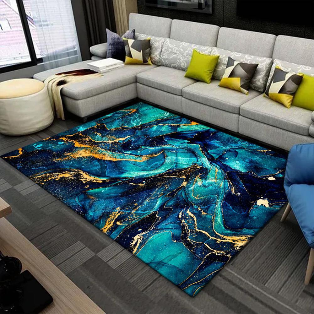Blue Marble Carpet for Living Room Luxury Home Decorations Sofa Table Large Area Rugs Bedroom Bedside Foot Pad Non-slip Mat