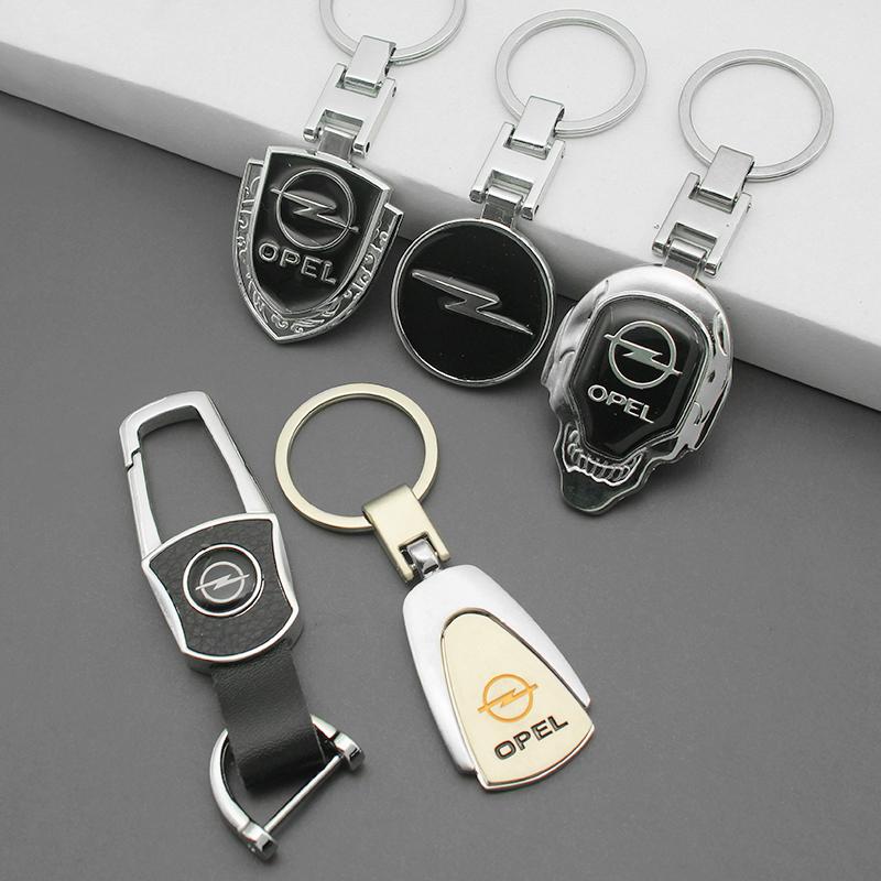 BBFP7 Metal/Leather Car Keychain Badge Emblem For Opel Astra Grandland Corsa Mokka Frontera Insignia Zafira Key Chain Rings Accessorie