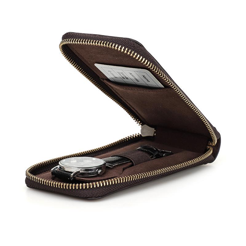 Cutie de depozitare ceasuri din piele retro Crazy Horse cu fermoar – pachet unic