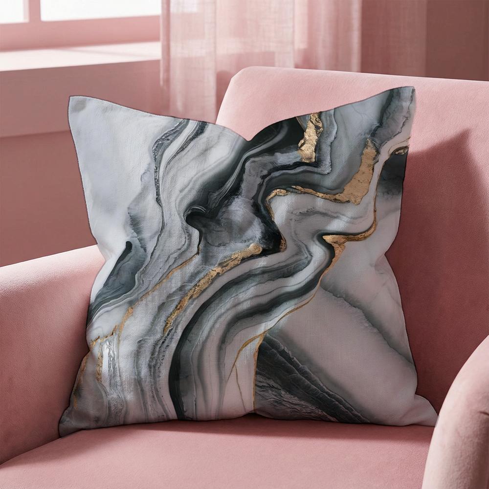 Minimalist Marble Patterned Cushion Cover Multi-Scene Pillow Cover for Home & Car - Reversible, Soft & Durable for Daily Use