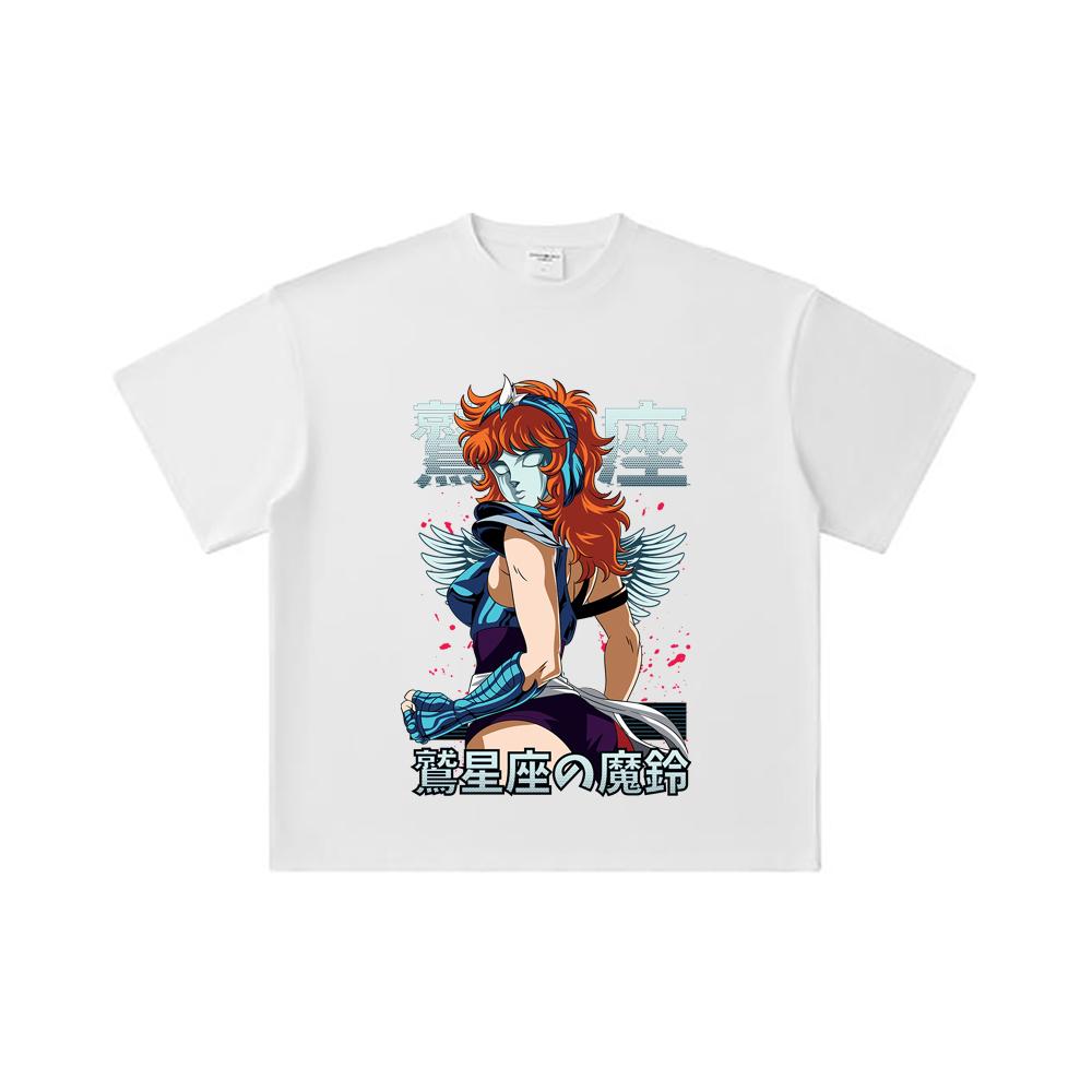 260 GSM Double Yarn 32 Count 100% Cotton Saint Seiya V9 Eagle Marin Print Unisex Heavy Cotton T Shirt