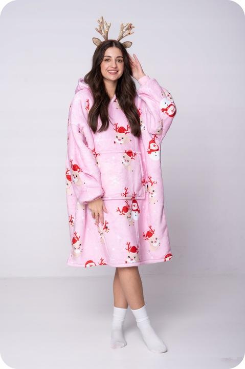 Blanket Sweatshirt Oversize Warm Thick Blanket Sweatshirt 2in1 Reindeer Fur [Kb-W37]