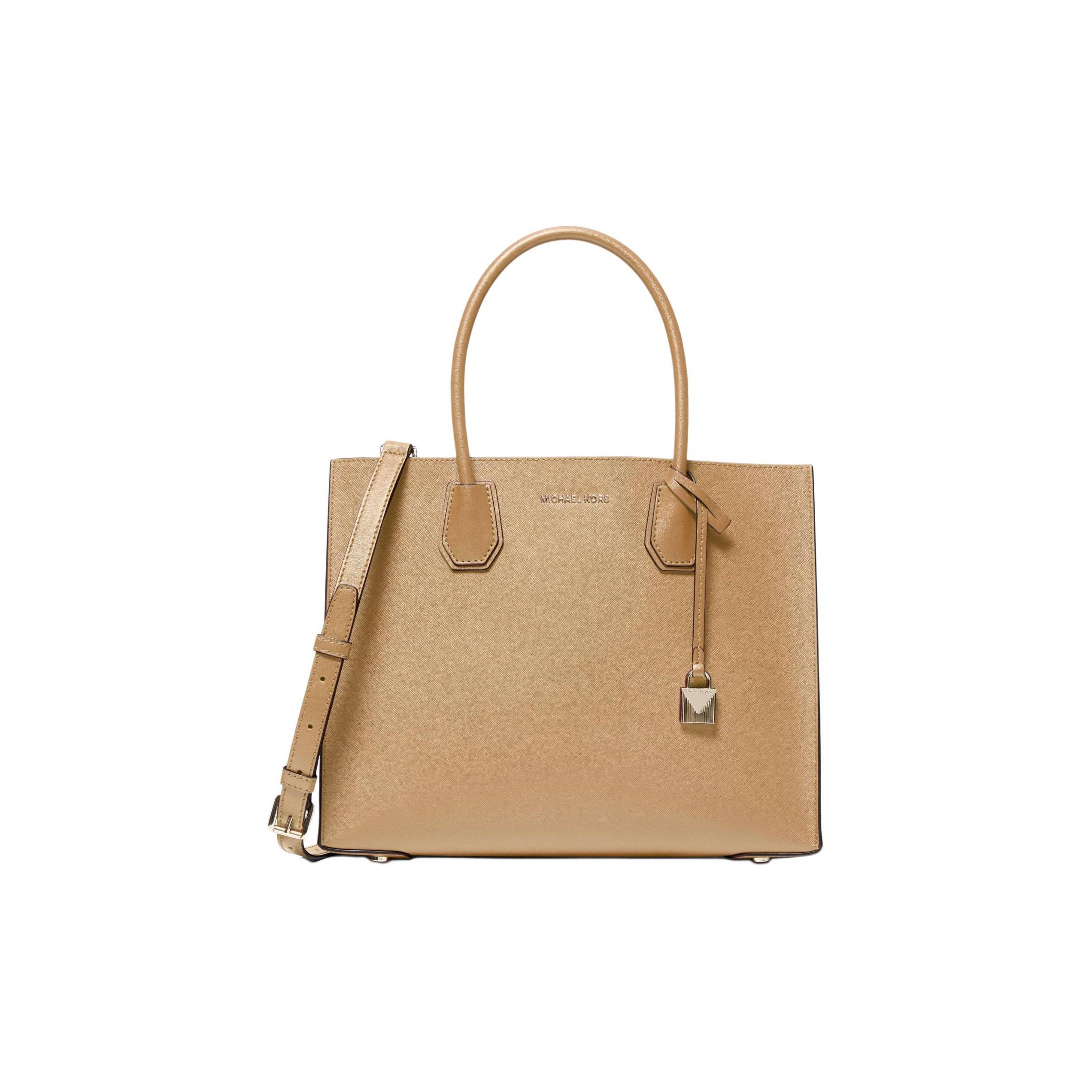 

Michael Kors MK Mercer French Minimalist Solid Color Elegant Leather Accordion Crossbody Tote Bag Large Women Bags Camel 30F0LM9T3L-CAMEL Basic Set (Bag+Dust Bag)