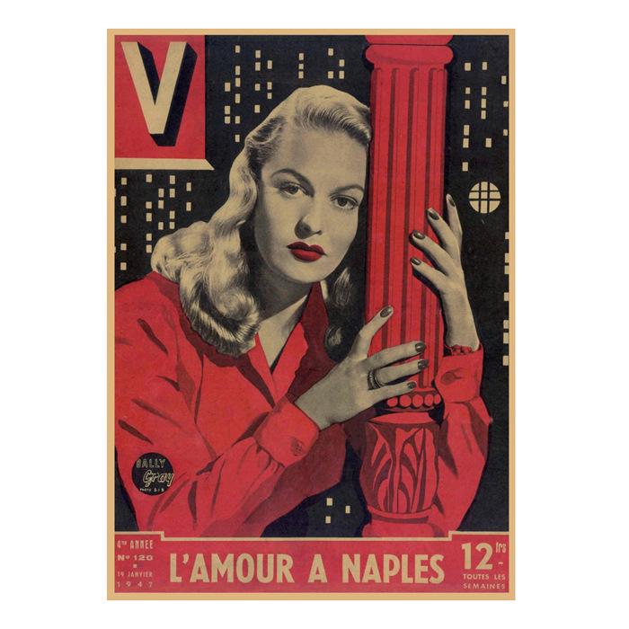 Vintage Sexy Beauty Star Illustration Wall Poster for Bar or Cafe