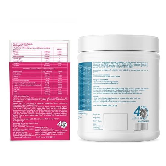 DR. MOREPEN Biotin+ for Hair Growth, Glowing Skin & Healthy Nails & Marine Collagen Skin Protein Powder With Hyaluronic Acid, Vitamin C