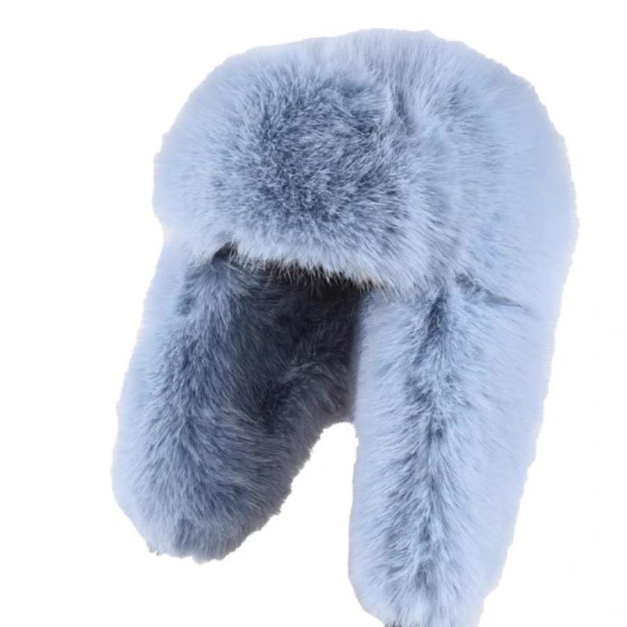 Plush Lei Feng Hat for Women In Winter Thickened Warm Ear Protection Hat Northeast Snow Town Imitation Mink Long Haired Locomotive Hat for Men