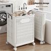 M-Modern-Household Folding Dirty Laundry Basket Bathroom Laundry Basket With Pulley Basket