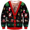 Pullover Funny Christmas Sweatshirt For Men Women 3D Print Ugly Chest Hair Christmas Party Hoodie Men's Xmas Sweater Clothes