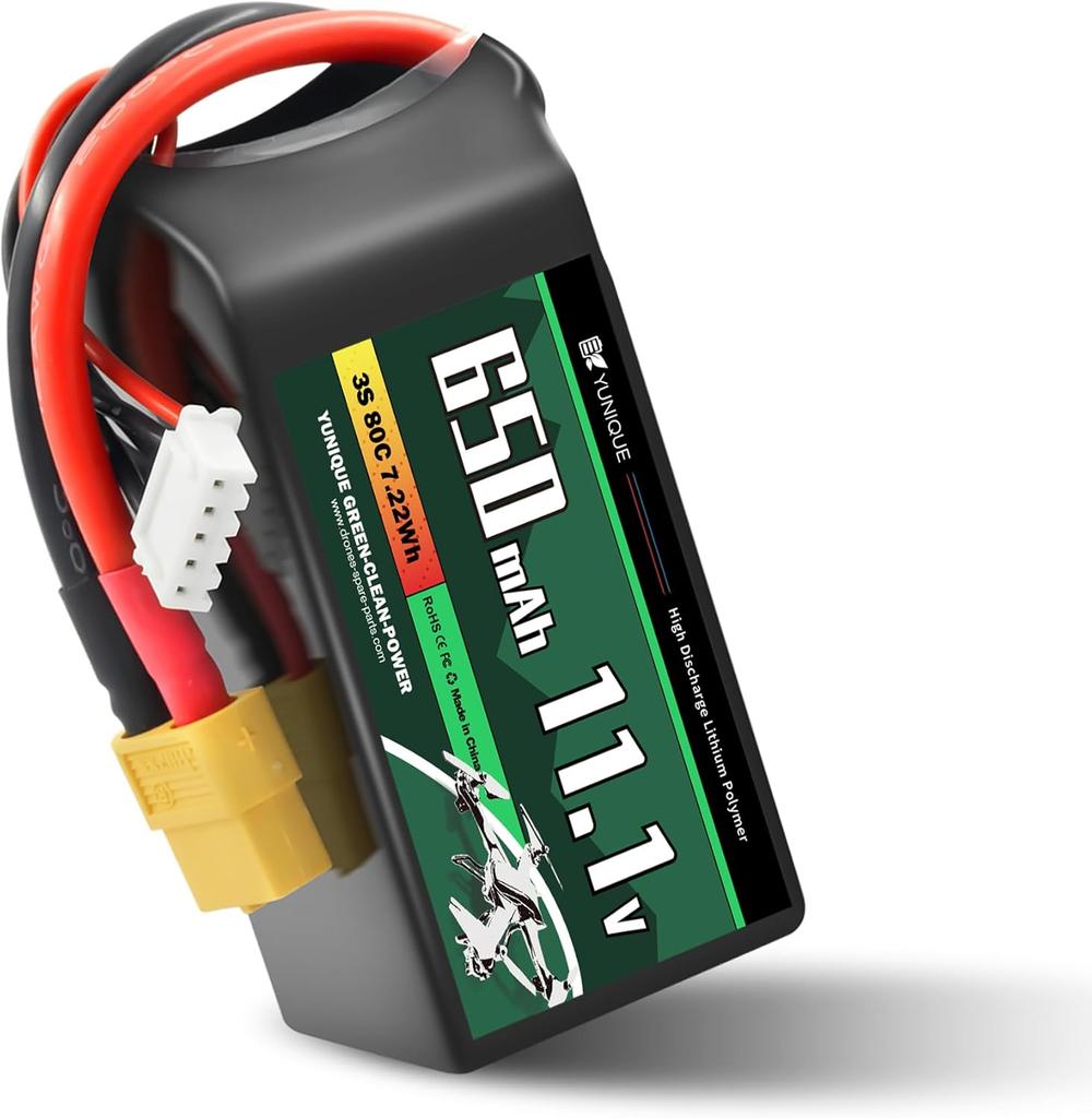 Lipo Battery 3S 11.1V 650mAh 80C with XT30 Connector – High Power for RC Models – Soft Case, Silicone Wire