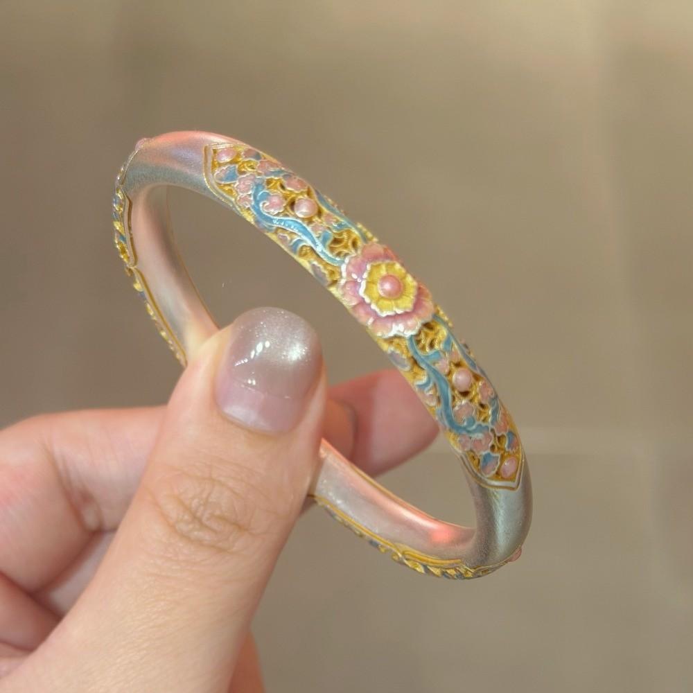 Handicraft Flower Enamel Bracelet Traditional Classic Chinese Cloisonne Bracelet Fresh Glossy Ethnic Style Women's Ring Jewelry