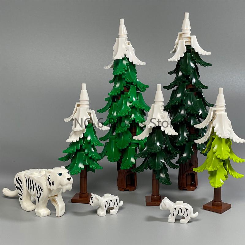 MOC Animali Blocchi da Costruzione Zoo della Foresta Tigre dai Denti a Sciabola Orso Alce Elefante Aquila Squalo Scimmia Leone Giocattolo Mini Mattoncino Regalo per Bambino S09