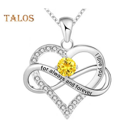 Heart Necklace for Women Romantic I Love You Forever Cubic Zirconia Heart Pendant Necklace for Valentine's Day Anniversary Gift
