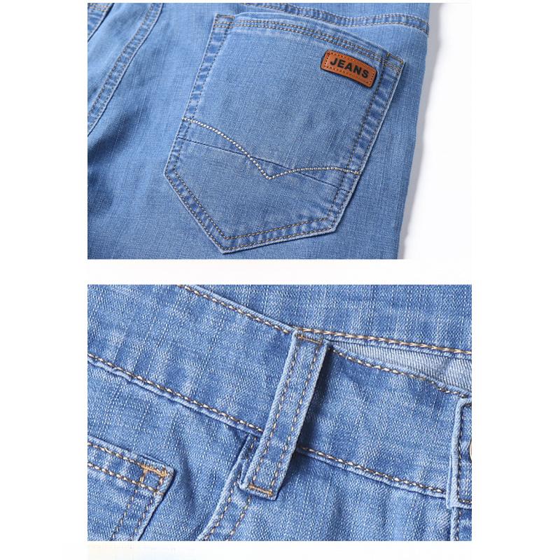 Sommer-Jeansshorts für Herren Dünner Stil 5-Punkt Mittellang Lässige Sporthosen Locker Gerade Slim-Fit Hosen