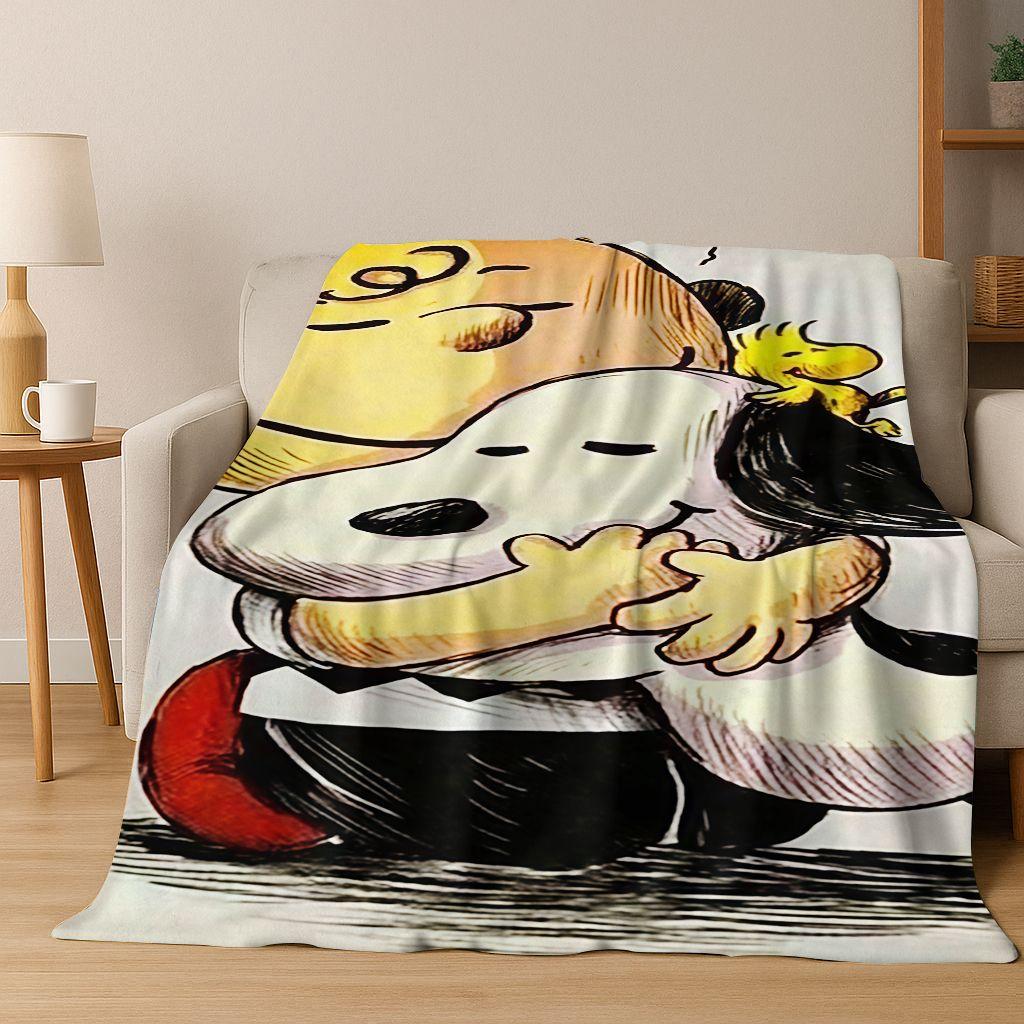 3D Cute Snoopy Dog Peanuts Art Cartoon Flannel Blanket,Cozy Soft Throw Blanket for Home Bedroom Bed Sofa Picnic Cover Gift Kids