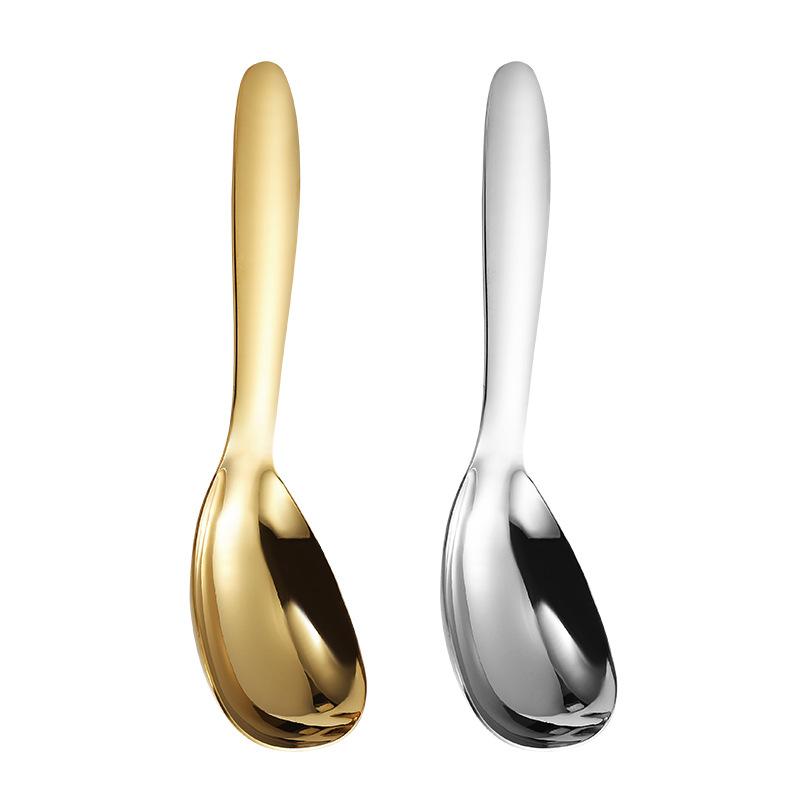Gold Stainless Steel Thickened and Deepened Communal Distribution Household Rice Porridge Spoon Large Soup Spoon Cooking Spoon