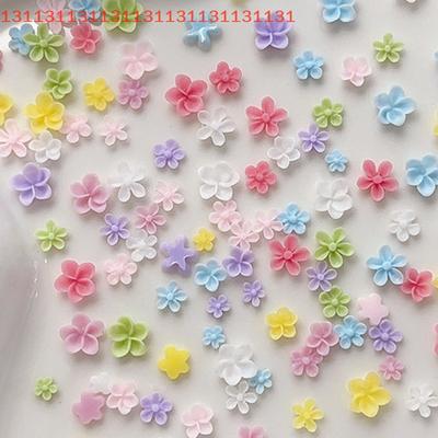 50Pcs For Manicure Solon Nail Art Supplies Colorful Five Petaled Flower Nail Charms Decorations