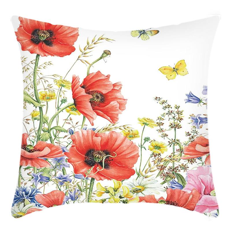 Fashionable Spring Flower Spring Elements Pillow Cover Linen Flower Cushion Pillow Cover