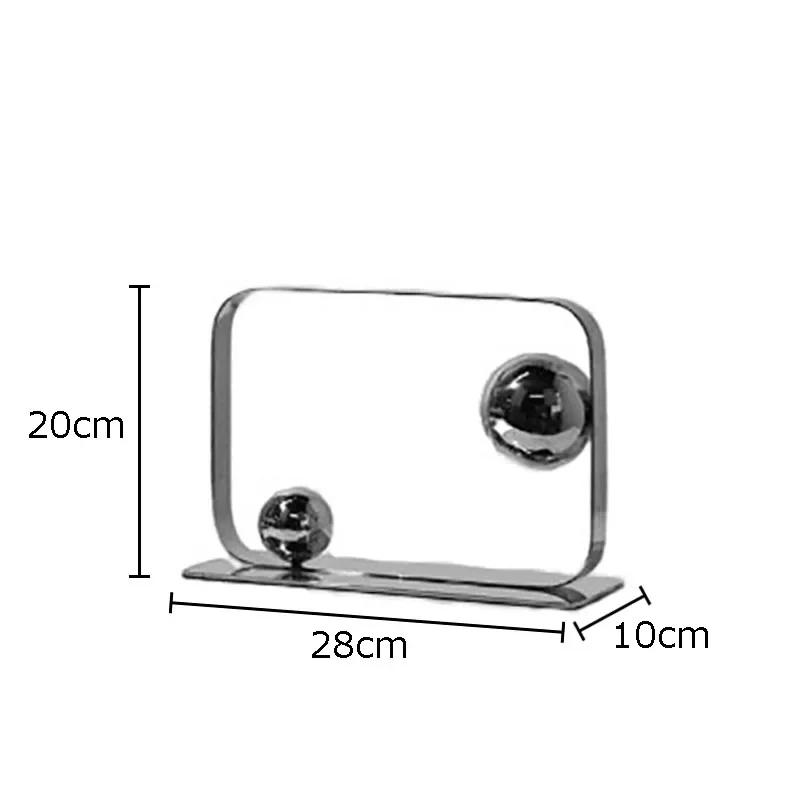 Rectangular Metal Frame Suspension Ball Geometric Artwork Ornaments Desk Decoration Golden/silver Abstract Crafts Modern Decor