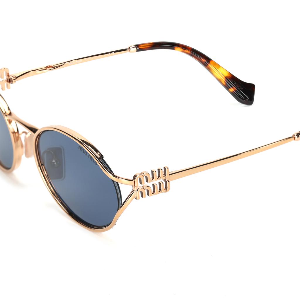 MIU MIU Logo Cutout Design Metal Oval Sunglasses Women Sunglasses Rose-Gold SMU52YEZVFF01V1C054