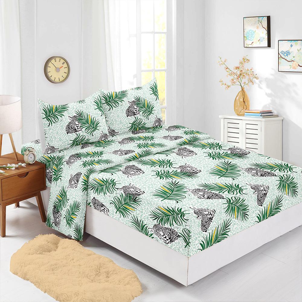 Four-Piece Mattress Digital Printing Mattress Protective Cover Bedding Leopard Animal
