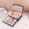 PU Leather Jewelry Storage Box with Clear Flip Lid Double Layer Drawer Organizer for Earrings Ring Necklace Display Jewelry Case