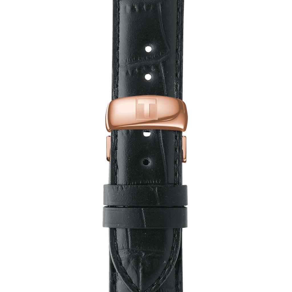 Tissot Lederarmband Schwarzes Zifferblatt Herren Modeuhr T006.407.36.053.00
