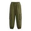 Women Drawstring Waist Cargo Pants with Elastic Cuffs and Large Side Pockets for Casual Outdoor Daily Wear