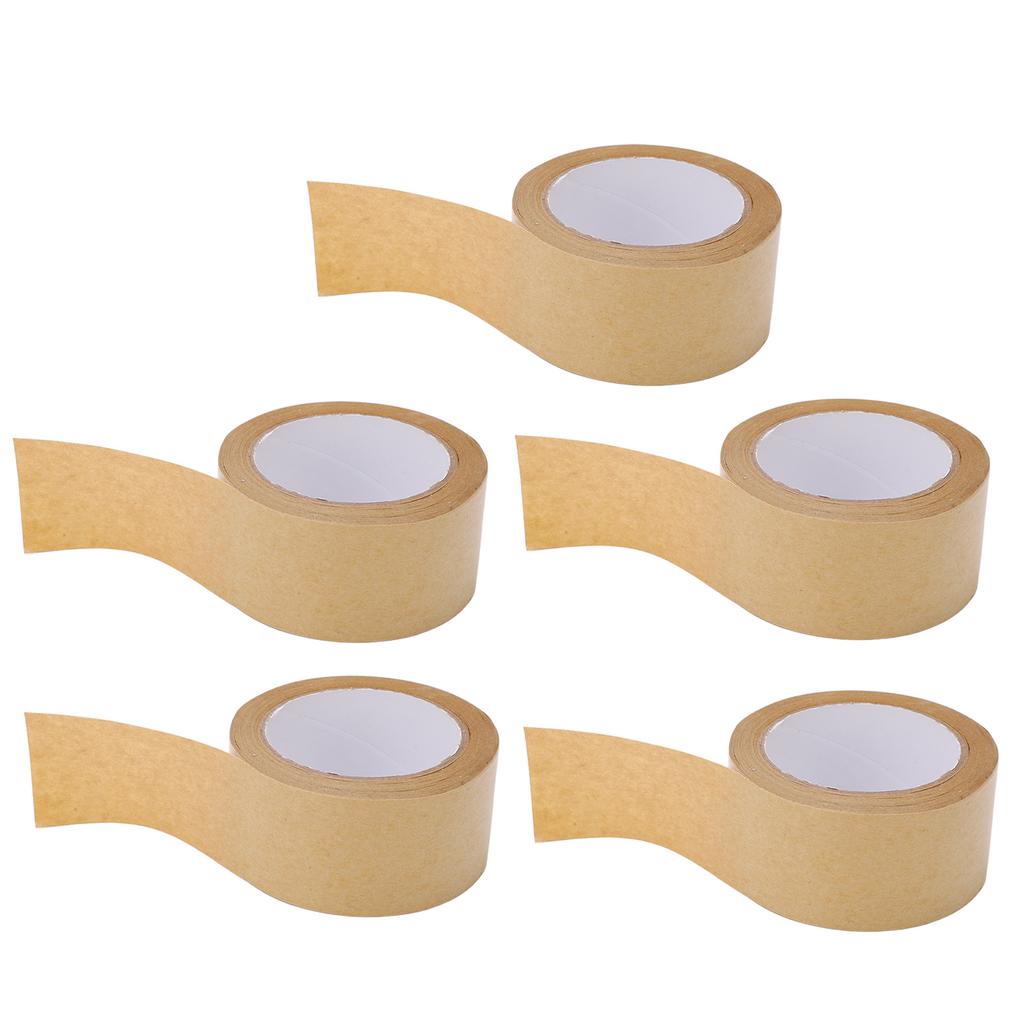5PCS Kraft Paper Tape Good Toughness Self Adhesive Degradable Environmental Friendly Gummed Packing
