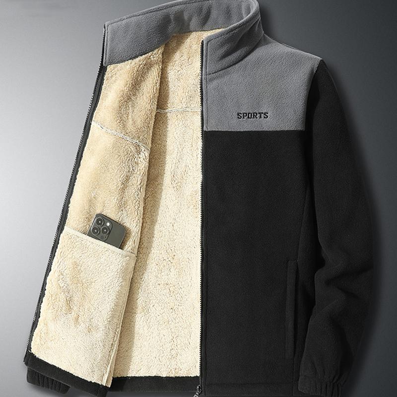 

Зимние мужские флисовые теплые куртки Повседневные мужские утепленные ветровки Мужские спортивные куртки софтшелл со стойкой воротником XXL чёрный