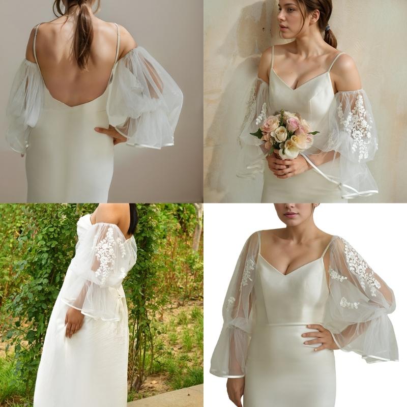 Elegant Lace Embroidery Flower Bridal Arm Sleeves Comfortable Mesh Decorative Sleeves For Wedding Ceremony PhotoShoots