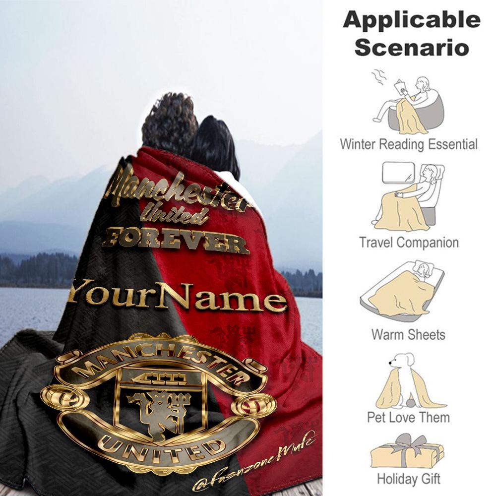 Manchester Customize Your Name Blanket Multi-purpose Customizable Blanket Ultra-Soft Great for Office Living Room Nap Couch for All Occasions