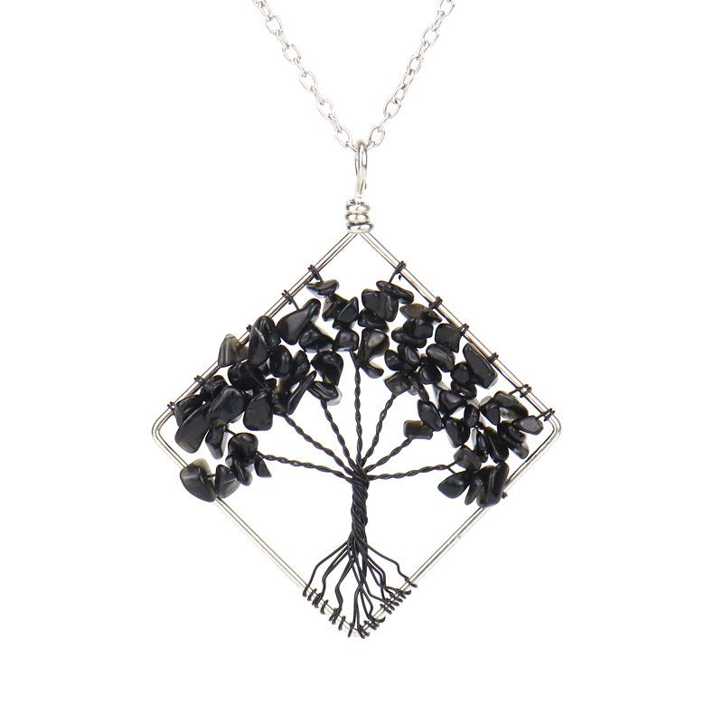 Tree Of Life Square Necklace Natural Irregular Gravel Fashion Accessories Necklace Accessories N51