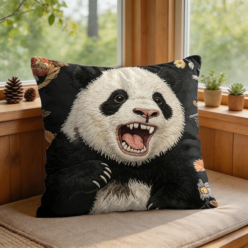 2D Scream Animals Retro Kissenbezug Seidiger Kurzer Plüsch Unsichtbarer Reißverschluss Staubdicht Sofakissenbezug Für Heimdekoration