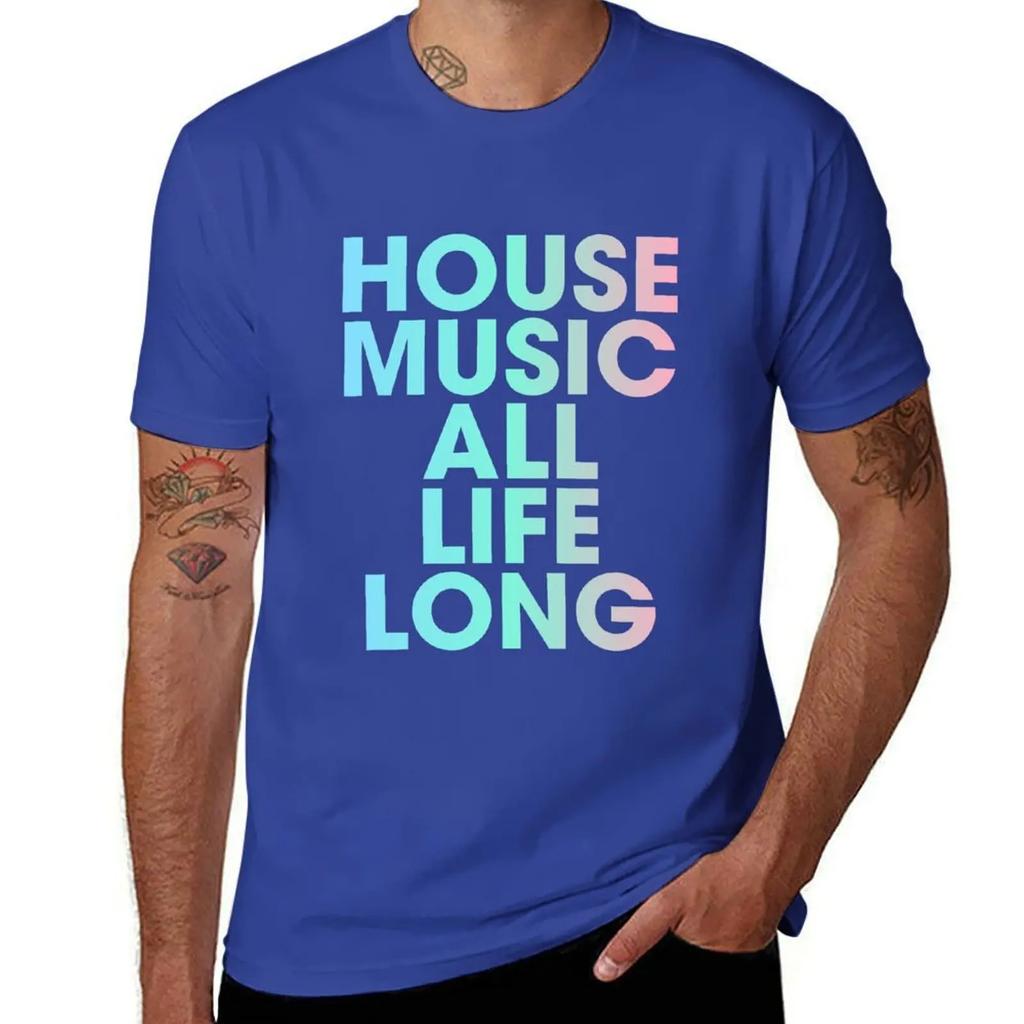 House Music All Life Long EDM T-Shirt Graphic T Shirt Vintage Vintage Graphic Tee Blouse Plus Sizes Mens Graphic T-shirts Anime