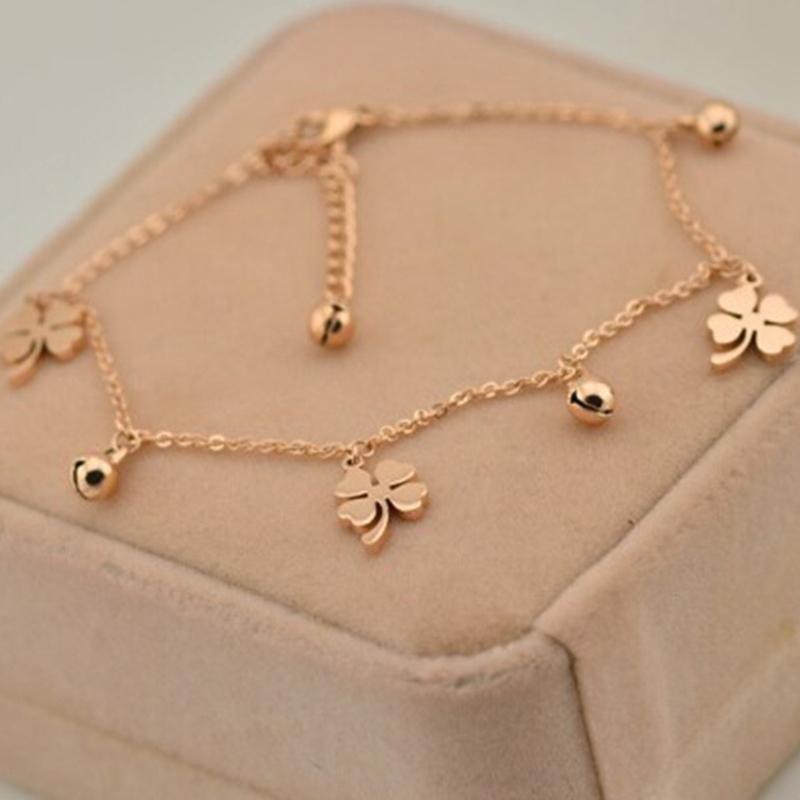 

Anklet Four-Leaf Clover Three-Bell Anklet Fast Selling Best-Selling Foot Accessories срібний