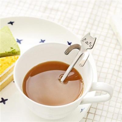 1 Stück Edelstahl Löffel Gabel Tragbares Geschirr Niedliche Katzenpfotenform Essgeschirr Erwachsene Kinder Kaffee Tee Umrühren