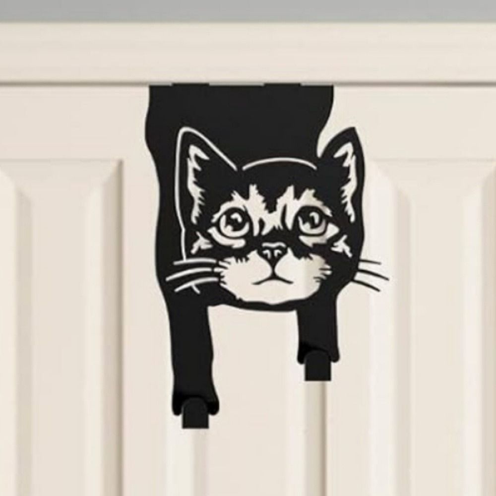 Black Coating Cats Shaped Over Door Hook Rustproof Over the Door Hangers Wall Hanger Cat Lovers