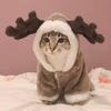 Pet Dog Clothes Winter Christmas Hoodie Soft Coat Button Closure for Small Dogs