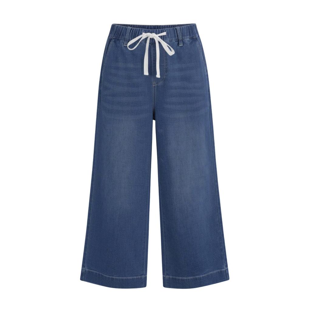 Jean taille haute pour femme, extensible, évasé, jambes droites, ourlet tendance