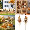 2Pcs Handmade Straw Scarecrow Stick Puppets Thanksgiving Theme Tabletop Display Statue Garden Straw Dolls Accessories