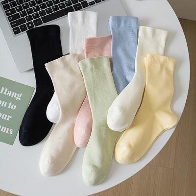 Damen Sommer Dünne Reine Farbe Lässig Atmungsaktiv Mesh Schweißabsorbierend Nahtlos Mond Sohn In Der Röhre Stapelsocken