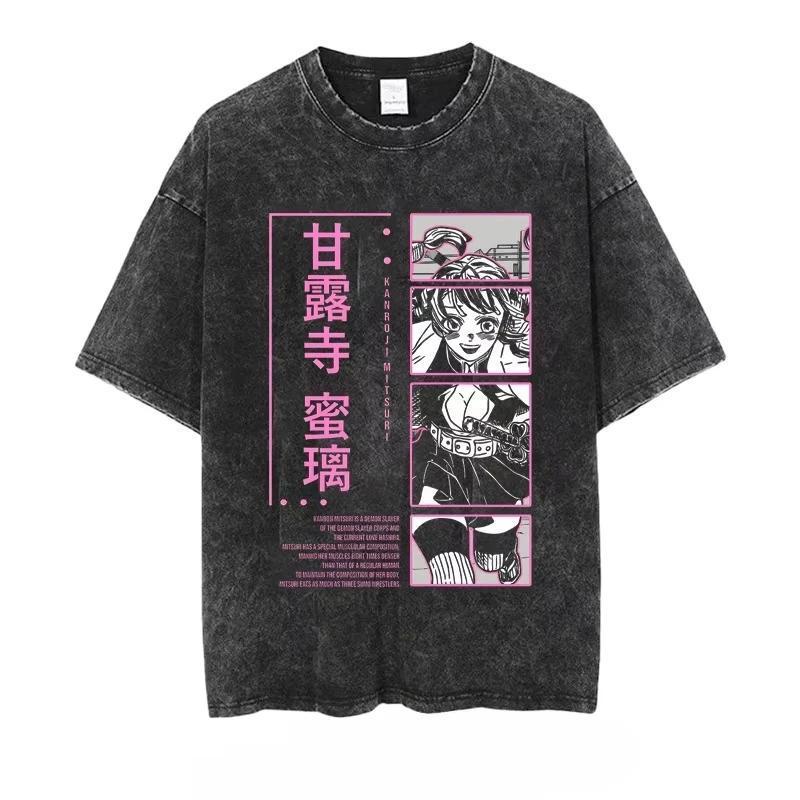 Anime Demon Slayer Printed Retro Loose Fit Short Sleeved Tshirt Oversize Unisex