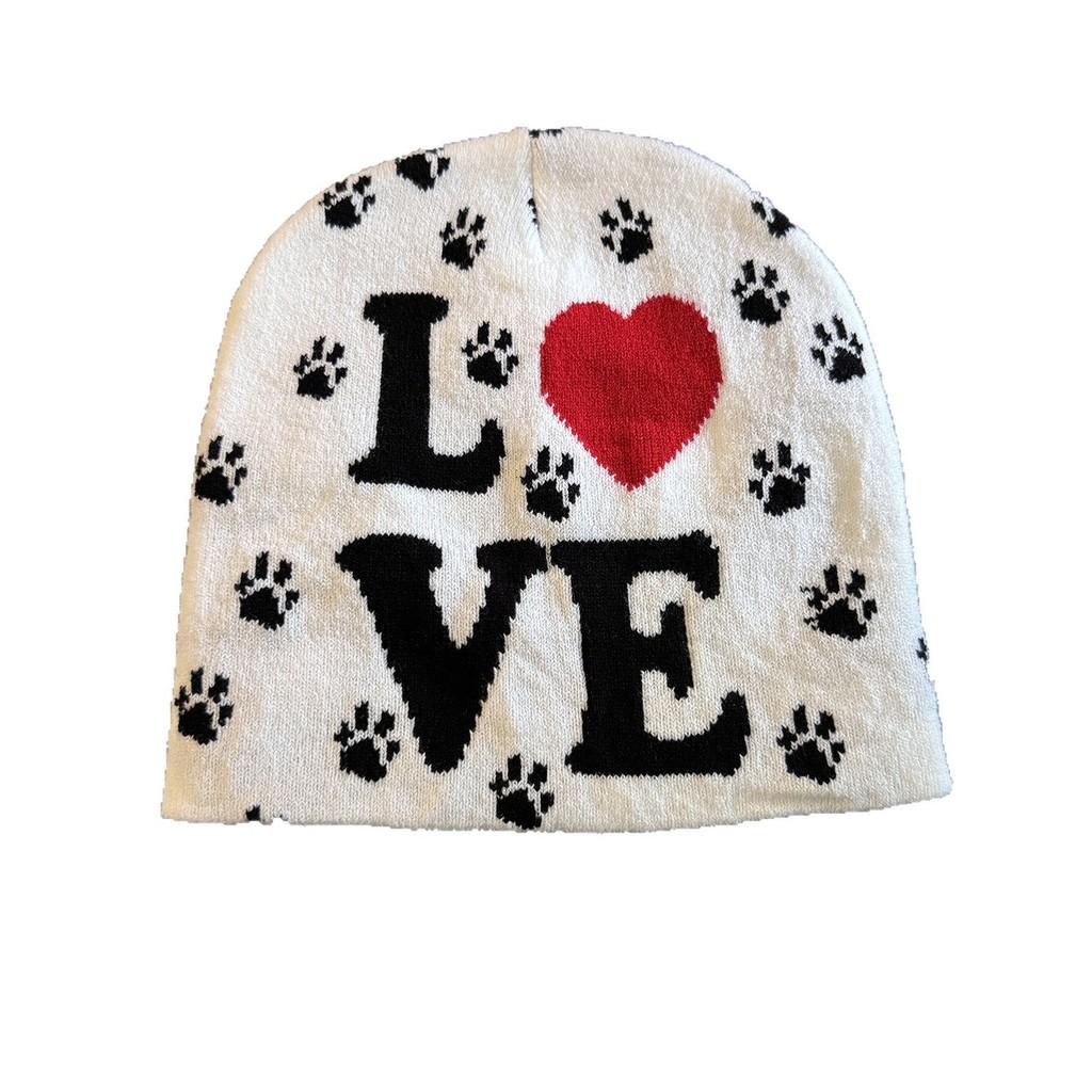 Love Letter Pattern Beanie Knitted Hat For Warm Winter Cap Breathable Fashion