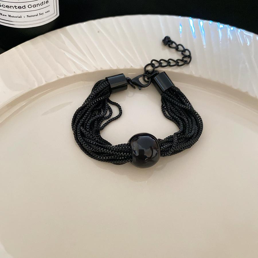 

European and American metal ball multi-layer chain necklace bracelet bracelet individual cold wind jewelry