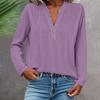 Long Sleeve Linen Tops For Women Loose Fit V Neck Button Down Shirts Cute Solid Summer Beach Tee Shirts