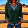 Women's Casual V-Neck Button Trim Leopard Print Long Sleeve Top for Everyday Wear