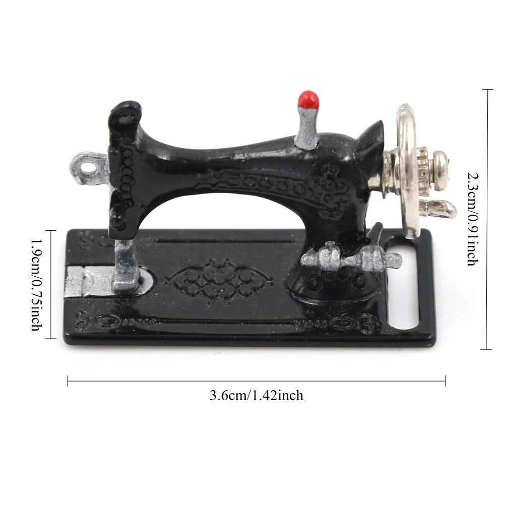 Metal Sewing Machine Dollhouse Miniatures Decoration 1:12 Scale Length 3.5cm