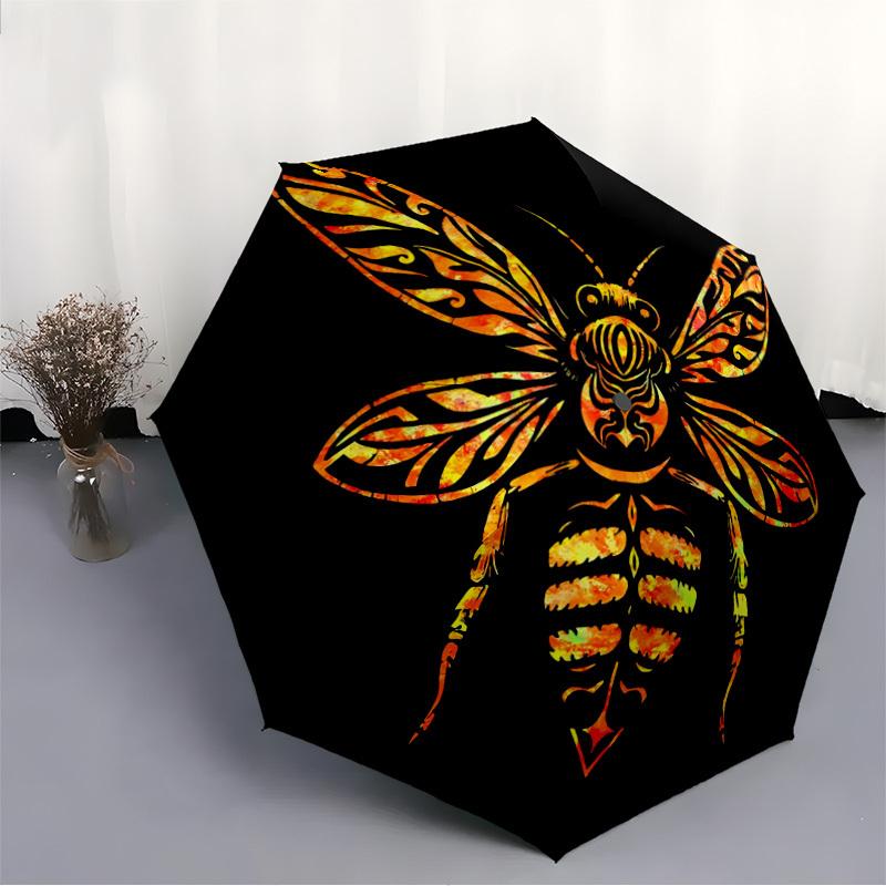 1pc Bee Art Automatic Open/Close Umbrella, Windproof, Folding Compact Umbrella with Lightweight Design for Women/Men055