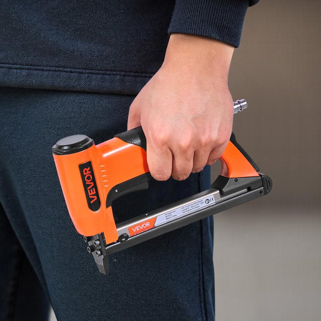 Pneumatic Staple Gun, 21 Gauge Air Upholstery Stapler for 80 Series Fine Wire Staples 12.8mm Crown 6mm -16mm Length, Max 150PCS Loading Air Staple Gun